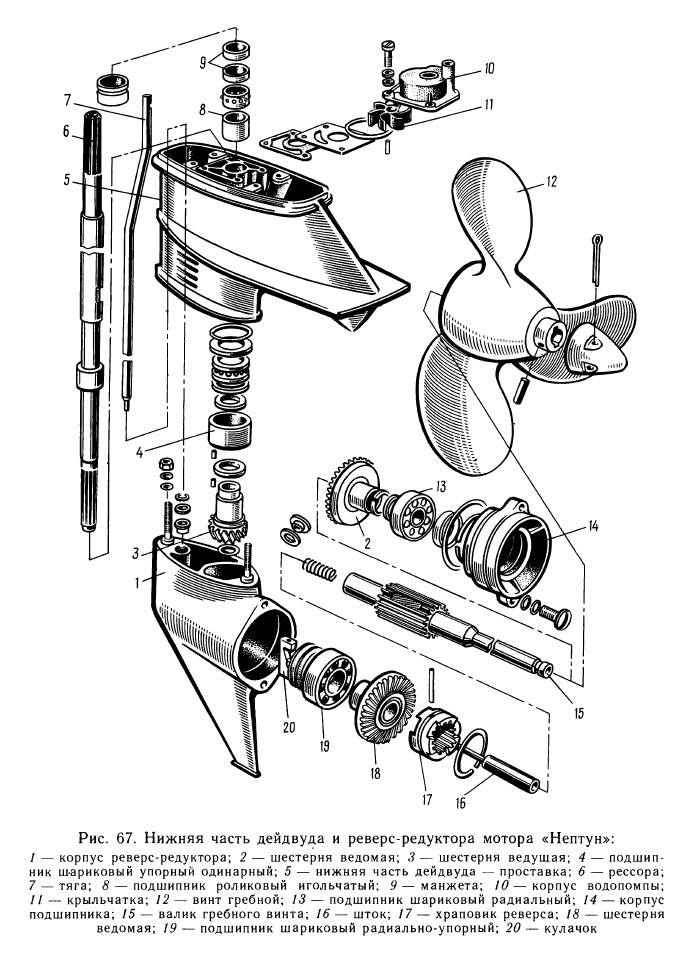 Нижняя часть дейдвуда и реверс-редуктора мотора «Нептун»