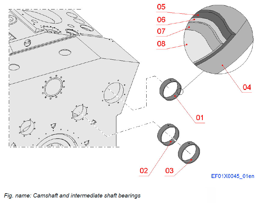 Camshaft and intermediate shaft bearings