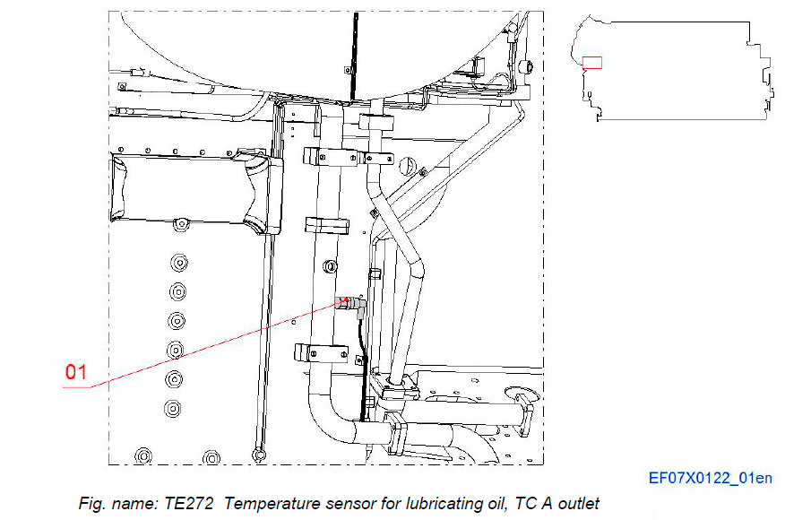 TE272 Temperature sensor for lubricating oil, TC A outlet