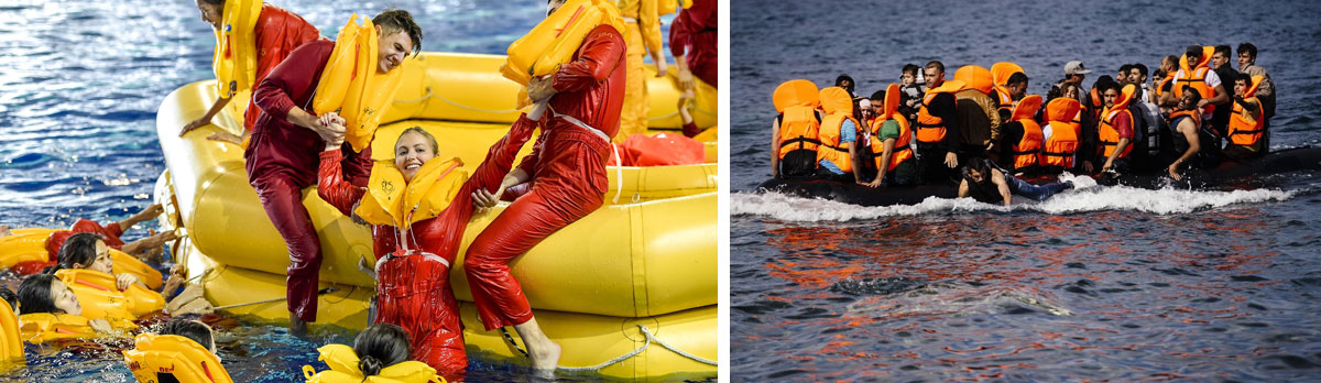 Действия спасающихся в коллективных спасательных средствах после отхода от гибнущего судна