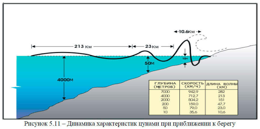 Динамика характеристик цунами при приближении к берегу