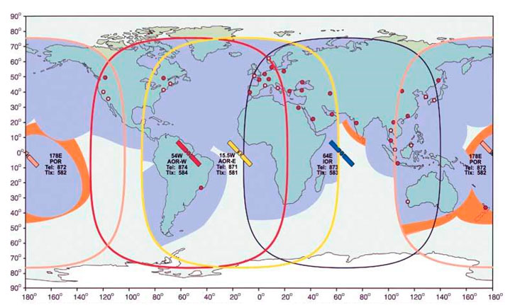 Система ИНМАРСАТ состоит из береговых станций спутниковой связи (БЗС)